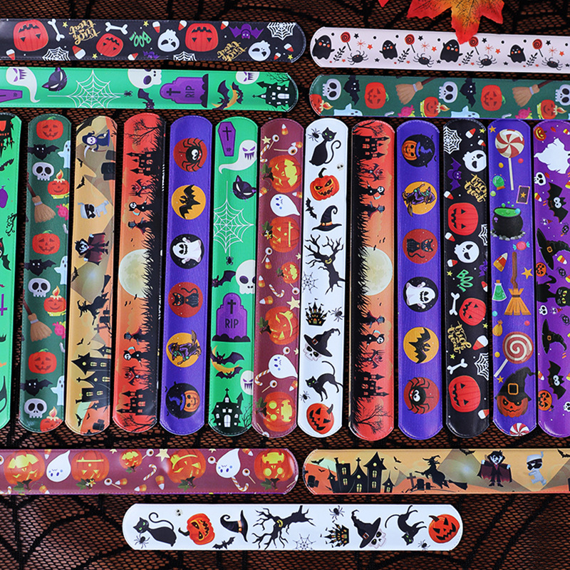 12-Pack Halloween Slap Wrist Bands – Kids Party Favors & Novelty Toys