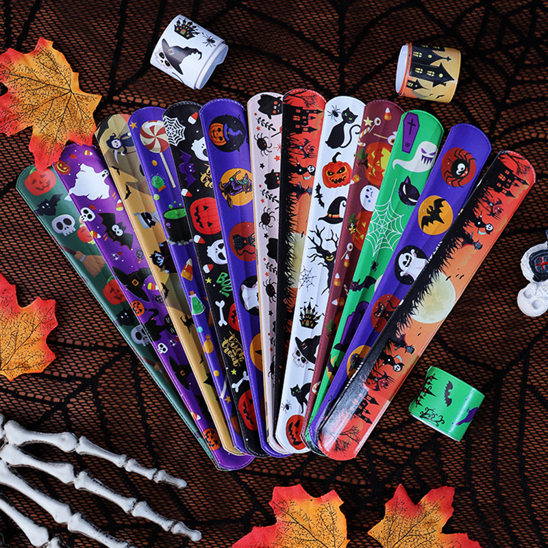 12-Pack Halloween Slap Wrist Bands – Kids Party Favors & Novelty Toys